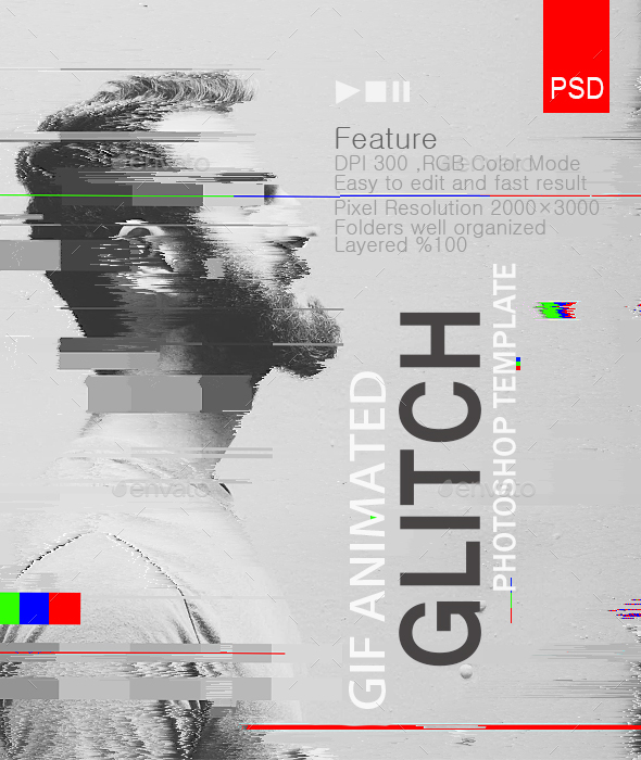 Gif Animated Glitch - Photoshop Templates