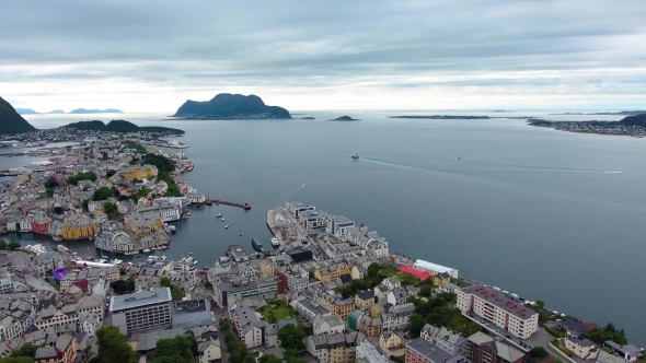City of Alesund Norway Aerial Footage