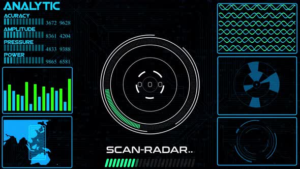 Technology radar HUD motion background. Vd 65