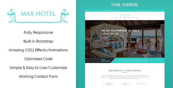 Max Hotel - Responsive HTML Template