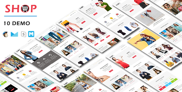 SHOP - Responsive Shopping Email Pack with Online StampReady & Mailchimp Builders