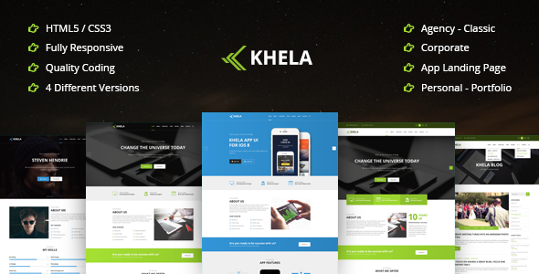 Khela | Business, Portfolio, App Landing Page Template