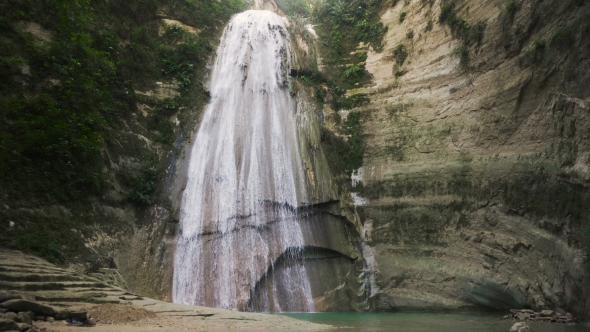 Beautiful Tropical Waterfall. Philippines Cebu Island.