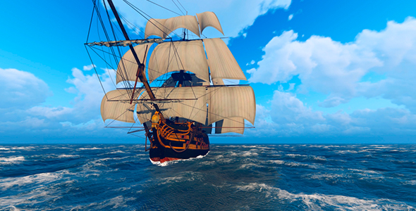 Large Sailing Ship At Sea