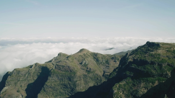 Aerial View of the Canyon and Mountains with Clouds