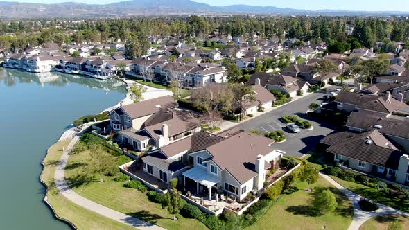 Aerial View of North Lake Surrounded By Residential Neighborhood 