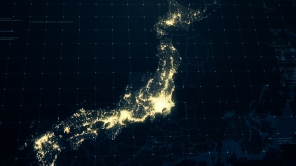 Japan Map at Night HD