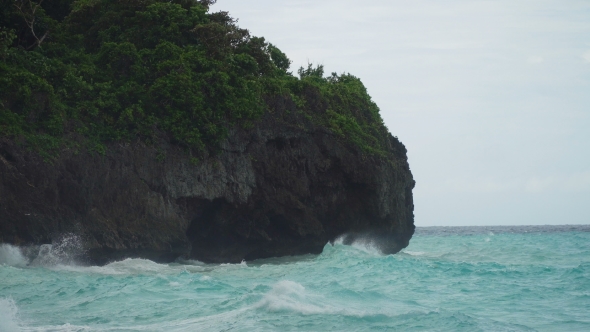 Coast Sea in Stormy Weather. Boracay Island Philippines. alt