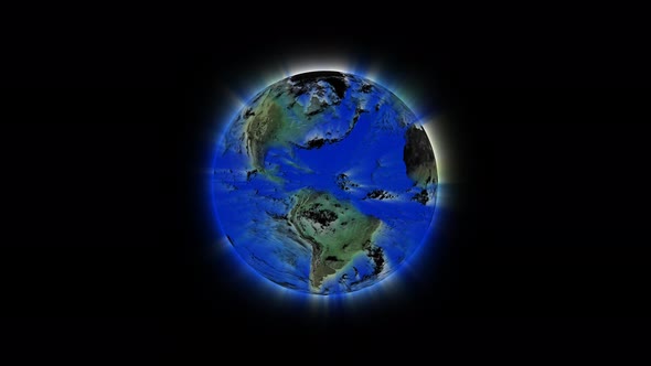 Glowing Planet Earth In Black Background