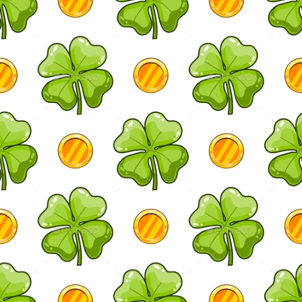 Seamless Pattern with Clover Leaf