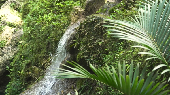 Beautiful Tropical Waterfall. Philippines Cebu Island.