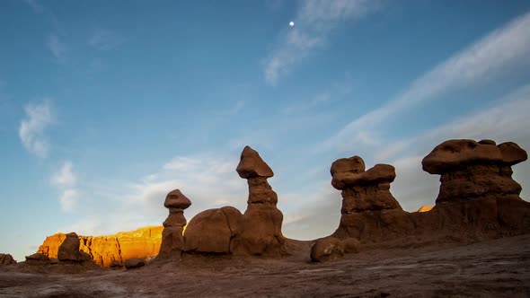 Time lapse in Goblin Valley at sunset
