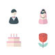 Sweet Valentine and Love Wedding Flat Color Icons - GraphicRiver Item for Sale
