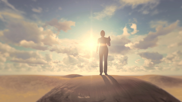 Businesswoman Standing On A Hill