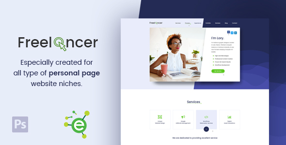 Freelancer - Creative Business & Portfolio Personal Page PSD Template