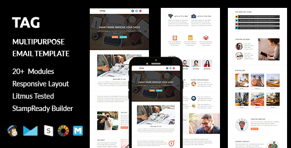 TAG - Multipurpose Responsive Email Template with Stampready Builder Access