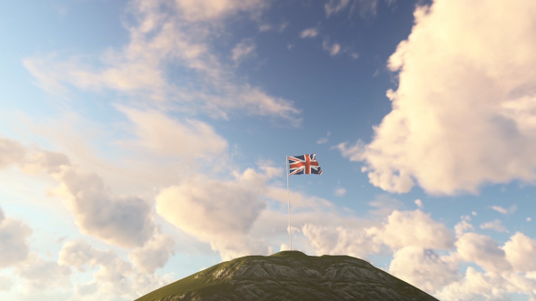 United Kingdom Flag on a Hill