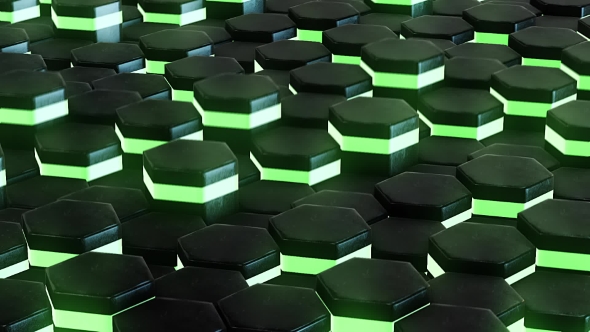 DJ Background with Animated Neon Green Hexagon