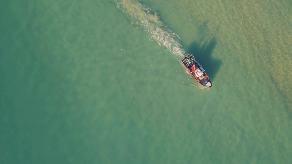 Fishing Ship Uses Trawl for Fishing