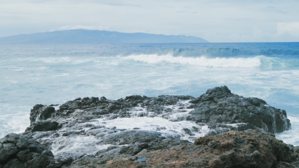 Spray of Waves on the Shore of the Atlantic Ocean