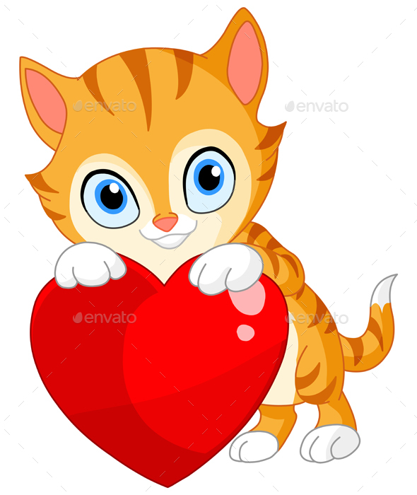 Kitten with Heart Valentine