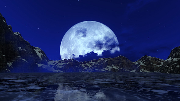 Big Moon Over Ice Lake