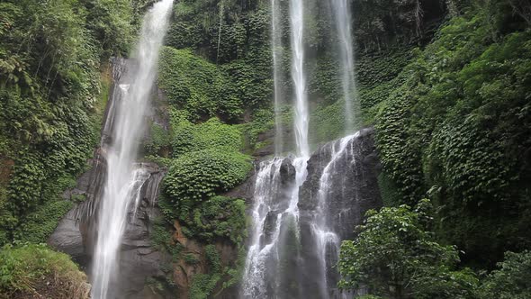 Beautiful Waterfall in Tropical Forest in Bali Indonesia