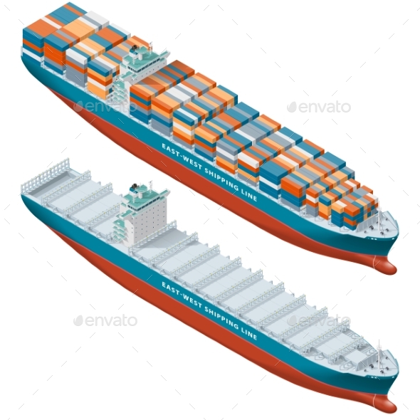 Container Ship Graphics Designs Templates From Graphicriver