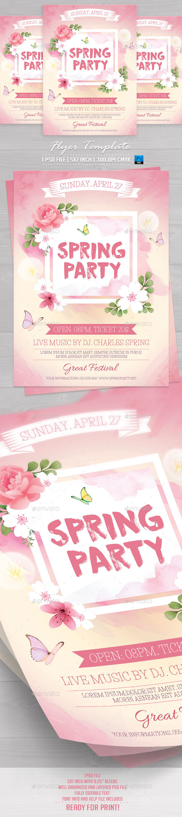 Spring Party Flyer Template v3