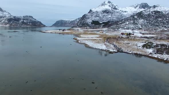 Aerial view of the Norwegian winter landscape