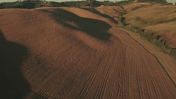 Aerial Footage of Agricultural Landscape on Sunny Day