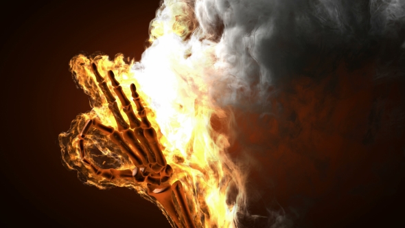 Burning Skeleton OK Sign alt