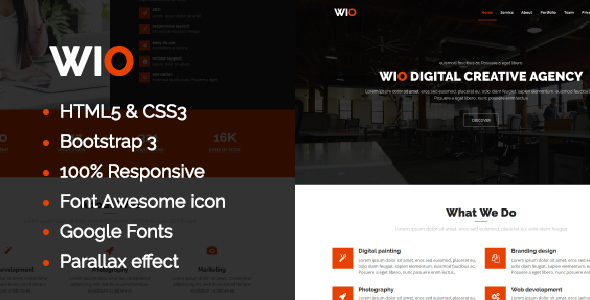 Wio One Page HTML Template