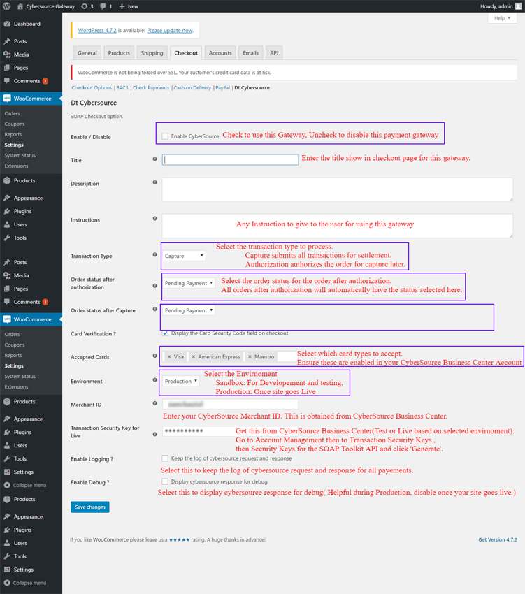 Cybersource SOAP Payment GatewayManual