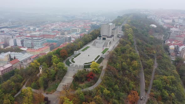 Aerial View of National Monument on Vitkov Hill - National War Memorial and History Museum, Prague