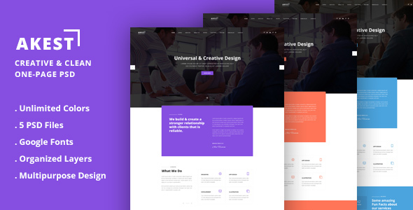 Akest - Creative & Clean One-Page PSD