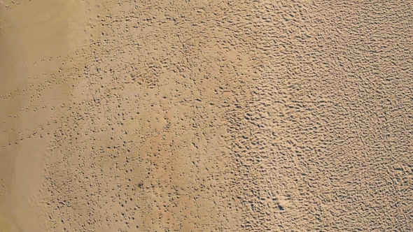 Aerial View Sandy Beach with Many Footprints, Portugal