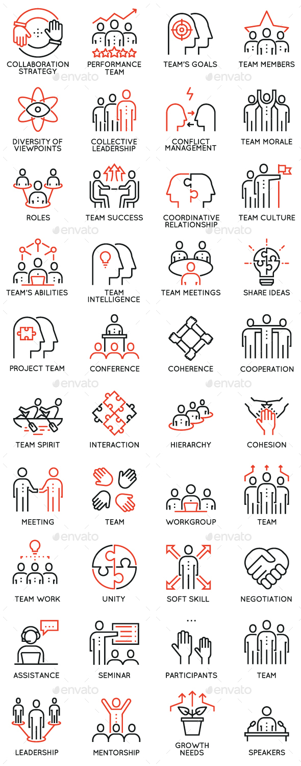 Team Work and Career Training Icons