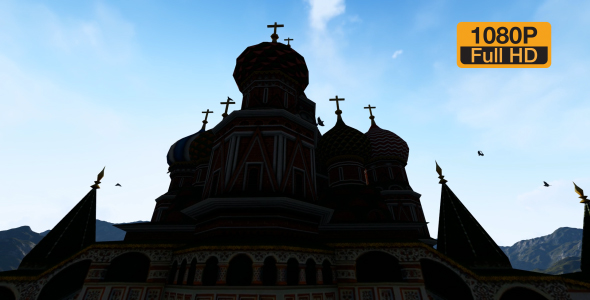 Silhouette Kremlin Church and Birds