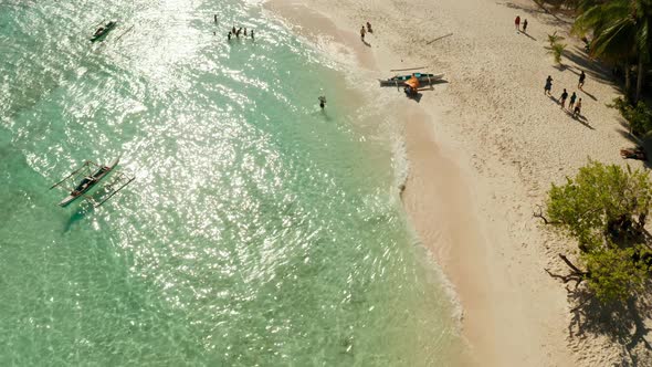 Torpical Island with White Sandy Beach, Top View