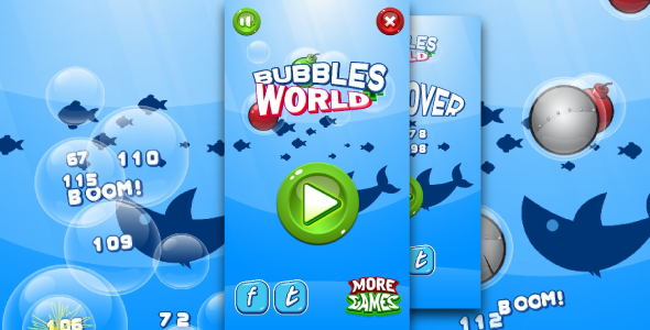 Bubbles world - HTML5 fun game + Mobile control + AdMob