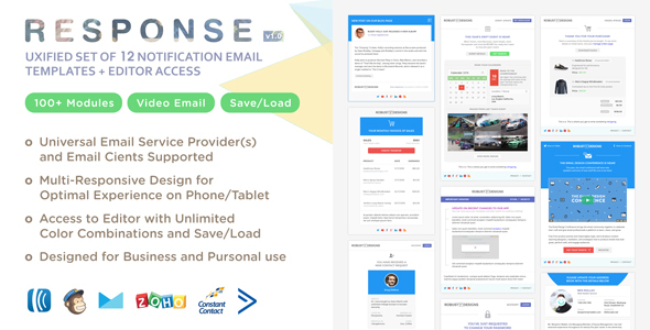 Response - UXified Set of 12 Notification Email Templates + Online Editor