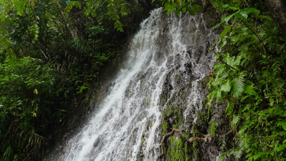 Beautiful Tropical Waterfall. Philippines Cebu Island