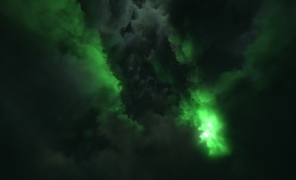 Dark Evil Clouds With Lightning