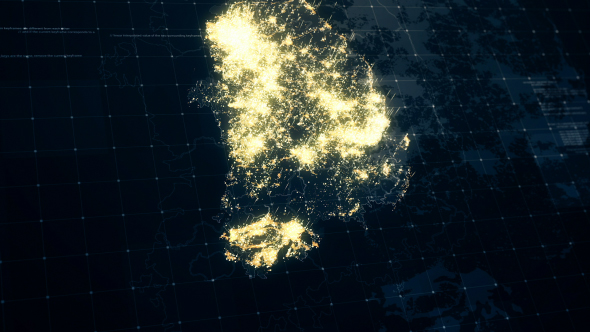 South Korea Map Night Lighting 4K alt
