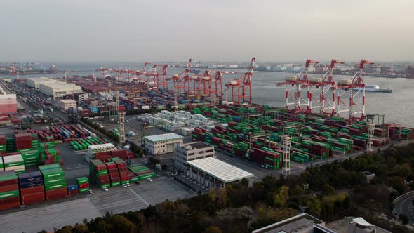 Timelapse Tokyo Container Terminal with Special Cranes