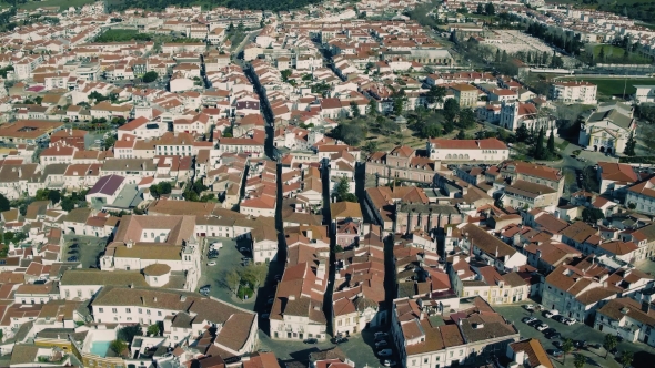 Aerial View Red Tiled Roofs City