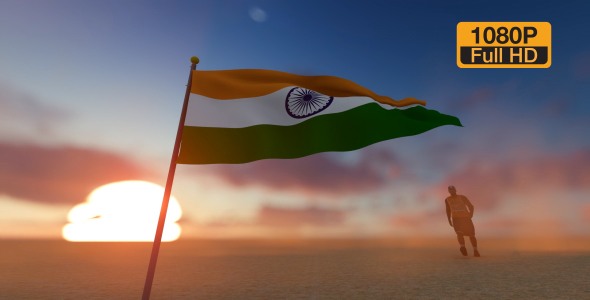 India Flag and Walking Man