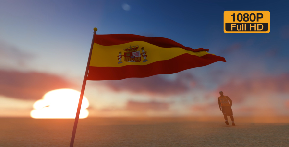 Spain Flag and Walking Man