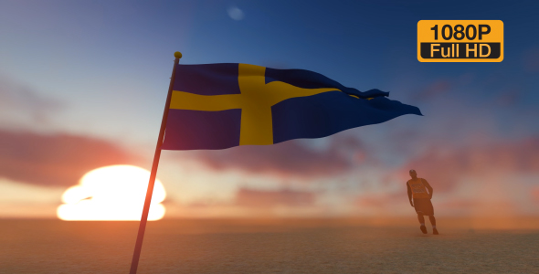 Swedish Flag and Walking Man